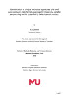 Identification of unique microbial signatures pre- and post-coitus in male-female pairings by massively parallel sequencing and its potential to detect sexual contact