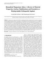 Biomedical Magnesium Alloys: A review of material properties, surface modifications and potential as a biodegradable orthopaedic implant