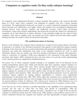 Computers as cognitive tools: Do they really enhance learning