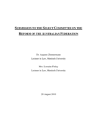 Submission to the Select Committee on the reform of the Australian Federation