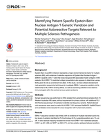 Identifying Patient-Specific Epstein-Barr nuclear antigen-1 genetic variation and potential autoreactive targets relevant to multiple sclerosis pathogenesis