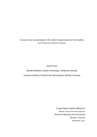 A survey of park user perception in the context of green space and city liveability: Lake Claremont, Western Australia.