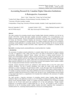 Accounting Research by Canadian Higher Education Institutions: A Retrospective Assessment