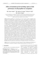 Effects of inundation period and tillage option on field performance of self-propelled rice transplanter