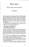 What's Left? Politics in America at the End of the 80s