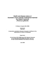 Health and disease status of Australia's most critically endangered mammal the Gilbert's potoroo (Potorous gilbertii)