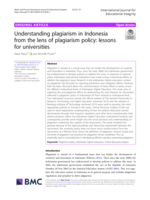 Understanding plagiarism in Indonesia from the lens of plagiarism policy: Lessons for universities