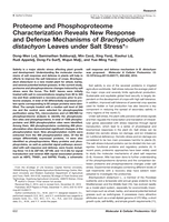 Proteome and phosphoproteome characterization reveals new response and defense mechanisms of Brachypodium distachyon leaves under salt stress