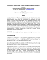 Design of an optimised PV system for a remote Himalayan village