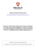 Player adaptive entertainment computing