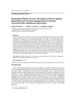 Marketing of Public Services: The impact of service quality, reputation and consumer engagement on customer perceived value, satisfaction and loyalty