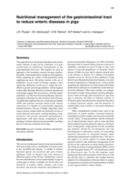 Nutritional management of the gastrointestinal tract to reduce enteric diseases in pigs