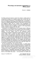 Phonology and semantic suppression in Malay pantun