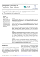 Psychosocial disadvantage and residential remoteness is associated with Aboriginal women’s mental health prior to childbirth