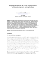 Preparing students for the future: learning creative software development - setting the stage