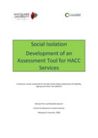 Social isolation: Development of an Assessment tool for HACC services