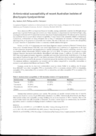 Antimicrobial susceptibility of recent Australian isolates of Brachyspira hyodysenteriae