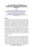 Holistic community development and the role of contextualized & renewable energy technologies in improving health conditions in rural nepal
