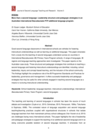 More than a second language: Leadership structure and pedagogic strategies in an Australian International Baccalaureate PYP additional language program