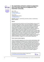An examination of factors related to plagiarism and a five-year follow-up of plagiarism at an Australian university