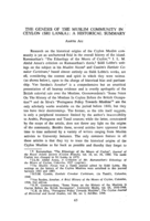 The genesis of the Muslim community in Ceylon (Sri Lanka): A historical summary
