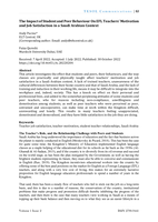 The impact of student and peer behaviour on EFL teachers' motivation and job satisfaction in a Saudi Arabian context
