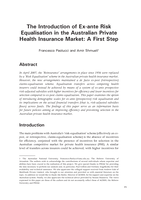 The Introduction of Ex-ante Risk Equalisation in the Australian Private Health Insurance Market: A First Step