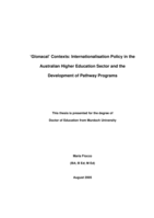 'Glonacal' contexts: Internationalisation policy in the Australian higher education sector and the development of pathway programs