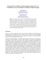 Oral approach to computer-assisted language learning (CALL) for continuation of a severely endangered Australian Aboriginal language