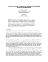 A critical overview of instruments and approaches for assessing the effectiveness of online teaching