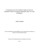 Is growing trees for carbon credits in the low rainfall Western Australian Wheatbelt after 10 years profitable?