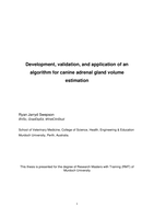 Development, validation, and application of an algorithm for canine adrenal gland volume estimation