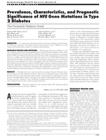 Prevalence, characteristics, and prognostic significance of HFE gene mutations in Type 2 Diabetes: The Fremantle Diabetes Study