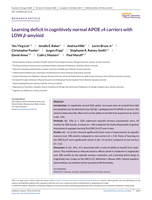 Learning deficit in cognitively normal APOE ε4 carriers with LOW β‐amyloid