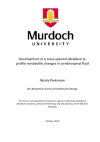 Development of a mass spectral database to profile metabolite changes in cerebrospinal fluid