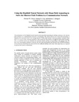 Using the Hopfield neural network with mean field annealing to solve the shortest path problem in a communication network