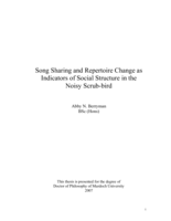 Song sharing and repertoire change as indicators of social structure in the Noisy Scrub-bird