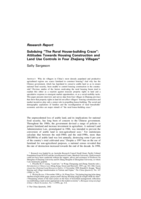 Subduing “The Rural House-building Craze”: Attitudes towards housing construction and land use controls in four Zhejiang villages