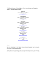 Web based lecture technologies: A lens intensifying the changing roles of learners and lecturers