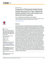 Comparison of Brachyspira hyodysenteriae isolates recovered from pigs in apparently healthy multiplier herds with isolates from herds with swine dysentery