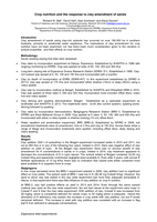 Crop nutrition and the response to clay amendment of sands