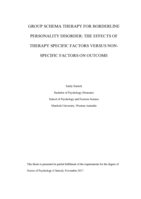 Group schema therapy for borderline personality disorder: The effects of therapy specific factors versus non-specific factors on outcome