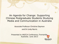 An agenda for change: Supporting Chinese postgraduate students studying media and communication in Australia