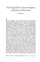 The prodigal father: Discursive rupture in the plays of Wole Soyinka