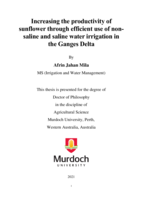 Increasing the productivity of sunflower through efficient use of non-saline and saline water irrigation in the Ganges Delta