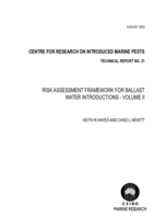 Risk assessment framework for ballast water introductions – Volume II