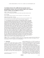 Correlations between the satellite-derived seasonal cycles of phytoplankton biomass and aerosol optical depth in the Southern Ocean: Evidence for the influence of sea ice