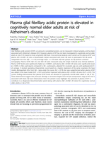 Plasma glial fibrillary acidic protein is elevated in cognitively normal older adults at risk of Alzheimer’s disease