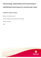 Electrical design, implementation and commissioning of a LabVIEW based control system for a dual axis solar tracker