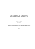 The politics of the world bank's socio-institutional neoliberalism